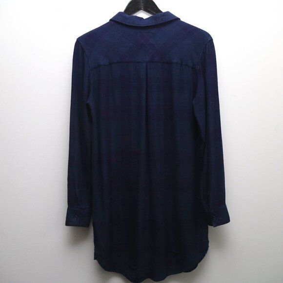 Rails Bianca Long-Sleeve Plaid Flannel Dark Blue Shirt Mini Button Down - Picture 7 of 9